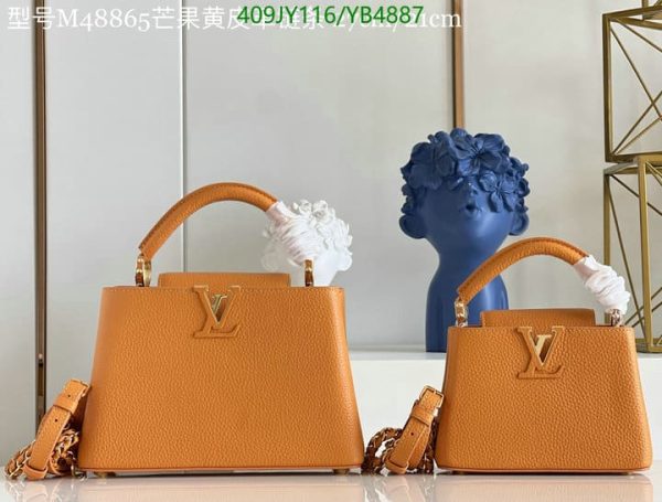 Louis Vuitton 1:1 Mirror Replica Capucines PM Taurillon Leather Ocre YB48871031256