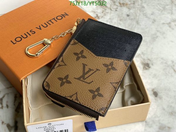 Louis Vuitton 1:1 Mirror Replica Card Holder Black Canvas Wristlet YT50323163853