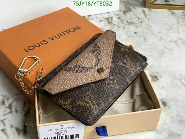 Louis Vuitton 1:1 Mirror Replica Card Holder Black Canvas Wristlet YT50323163853