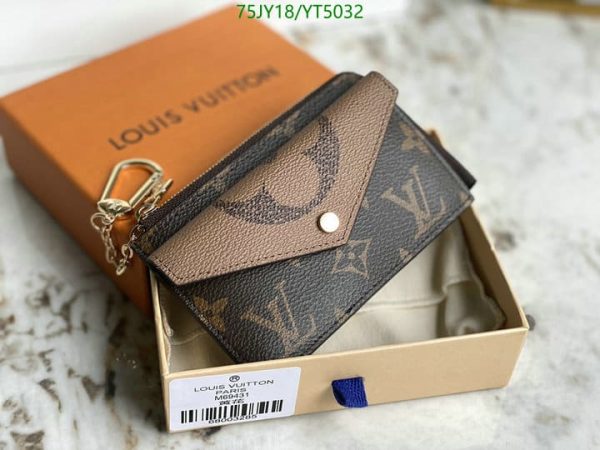 Louis Vuitton 1:1 Mirror Replica Card Holder Black Canvas Wristlet YT50323163853