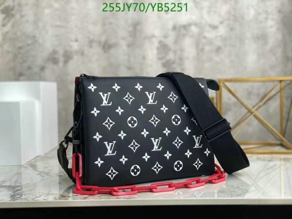 Louis Vuitton 1:1 Mirror Replica Chain Strap Black Lambskin Shoulder Bag YB52518312567