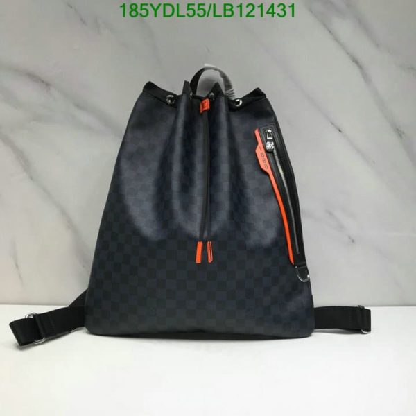 Louis Vuitton 1:1 Mirror Replica Drawstring Backpack Damier Colbat Race LB12143198765