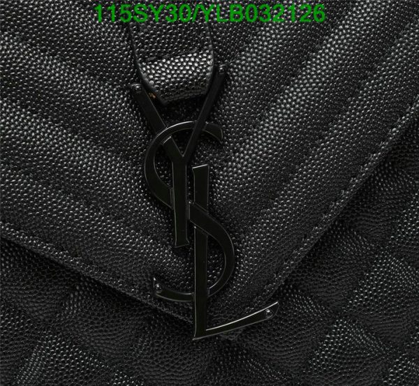 YSL AAA+ Replica Envelope Quilted Black Leather Chain Bag YLB0321262365