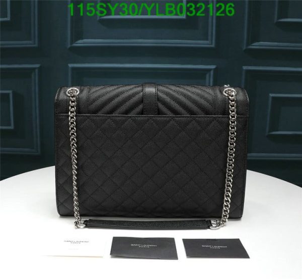 YSL AAA+ Replica Envelope Quilted Black Leather Chain Bag YLB0321262365