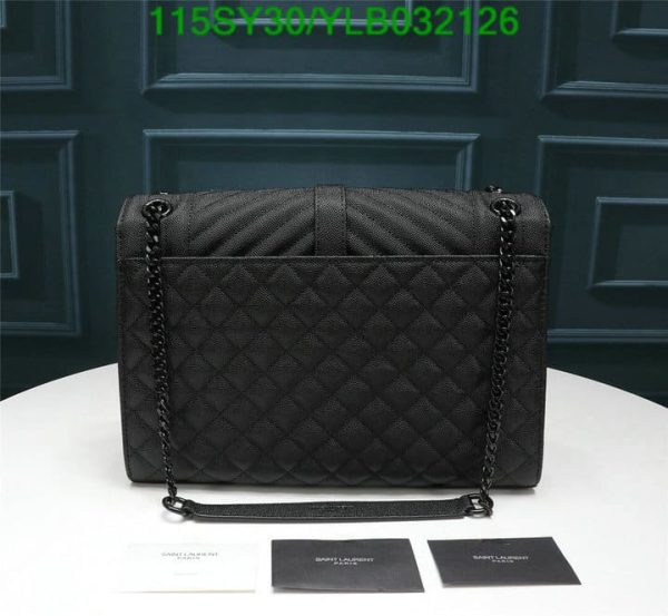 YSL AAA+ Replica Envelope Quilted Black Leather Chain Bag YLB0321262365