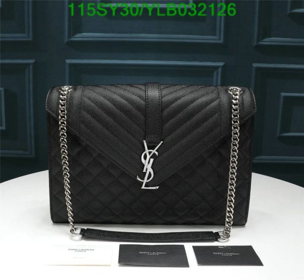 YSL AAA+ Replica Envelope Quilted Black Leather Chain Bag YLB0321262365