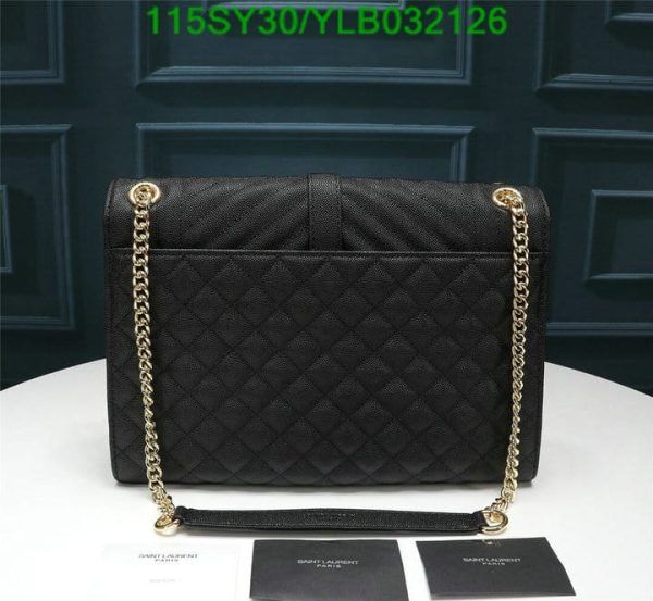 YSL AAA+ Replica Envelope Quilted Black Leather Chain Bag YLB0321262365