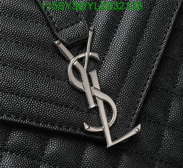 YSL AAA+ Replica Envelope Quilted Black Leather Chain Bag YLB0321262365