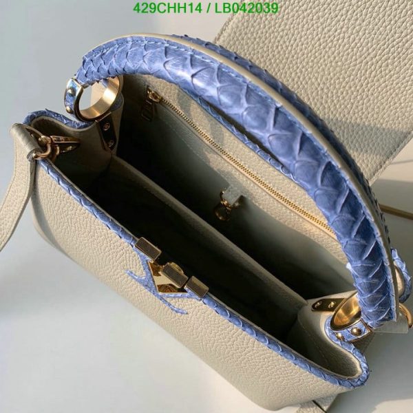 Louis Vuitton 1:1 Mirror Replica  Galet Taurillon Leather and Python Capucines BB Bag LB04203989564