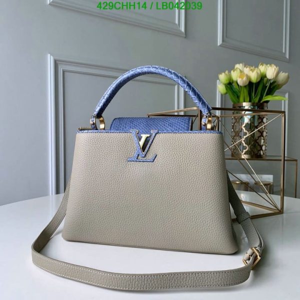 Louis Vuitton 1:1 Mirror Replica  Galet Taurillon Leather and Python Capucines BB Bag LB04203989564