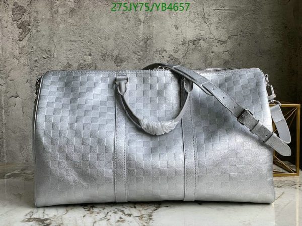 Louis Vuitton 1:1 Mirror Replica Glitter Silver checkered shoulder strap Silvery YB46579412345