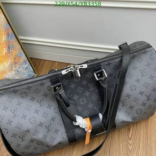 Louis Vuitton 1:1 Mirror Replica Grey Black Printed Duffie Bag YB33587312453