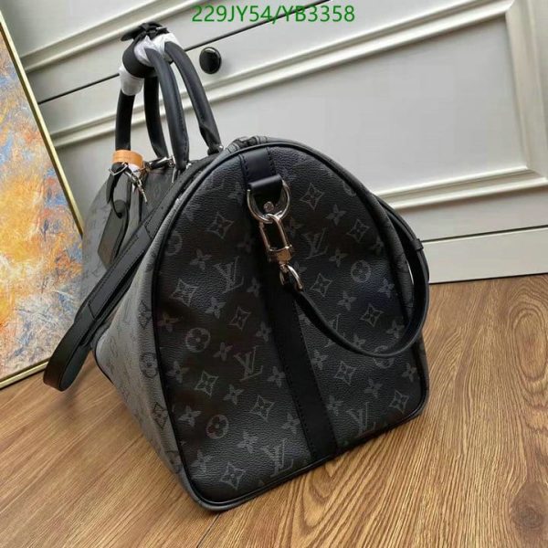 Louis Vuitton 1:1 Mirror Replica Grey Black Printed Duffie Bag YB33587312453