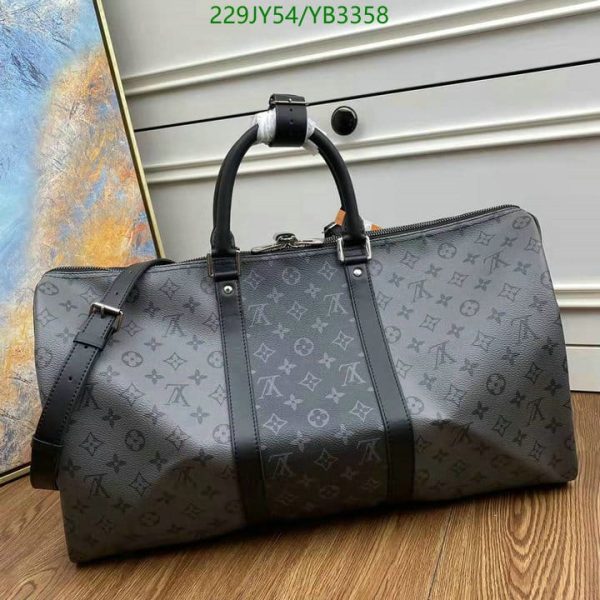 Louis Vuitton 1:1 Mirror Replica Grey Black Printed Duffie Bag YB33587312453