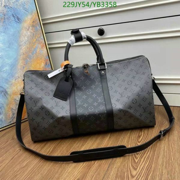 Louis Vuitton 1:1 Mirror Replica Grey Black Printed Duffie Bag YB33587312453