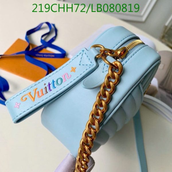 Louis Vuitton 1:1 Mirror Replica  Pale Blue Leather Wave Chain PM Bag  LB08081989756