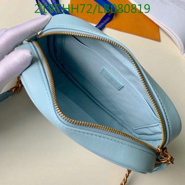 Louis Vuitton 1:1 Mirror Replica  Pale Blue Leather Wave Chain PM Bag  LB08081989756