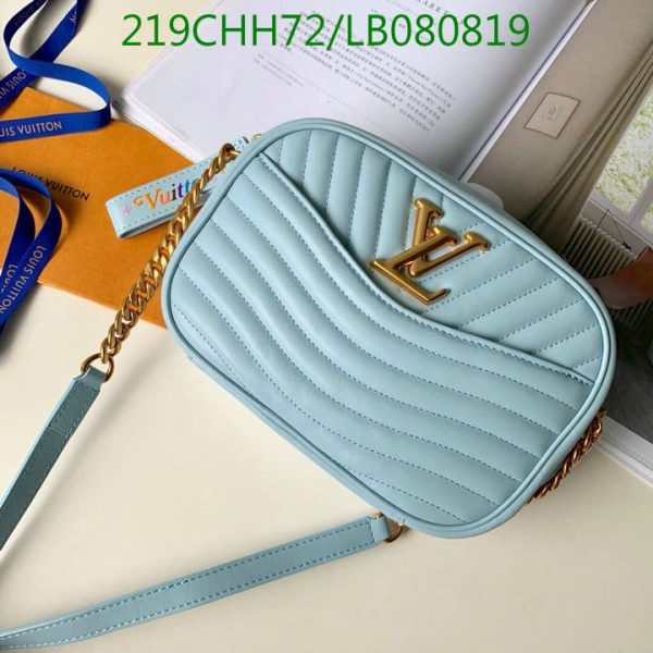 Louis Vuitton 1:1 Mirror Replica  Pale Blue Leather Wave Chain PM Bag  LB08081989756