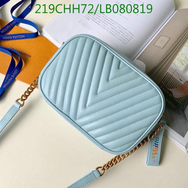 Louis Vuitton 1:1 Mirror Replica  Pale Blue Leather Wave Chain PM Bag  LB08081989756