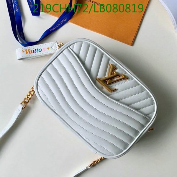 Louis Vuitton 1:1 Mirror Replica  Pale Blue Leather Wave Chain PM Bag  LB08081989756