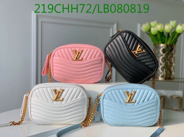 Louis Vuitton 1:1 Mirror Replica  Pale Blue Leather Wave Chain PM Bag  LB08081989756