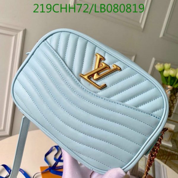 Louis Vuitton 1:1 Mirror Replica  Pale Blue Leather Wave Chain PM Bag  LB08081989756