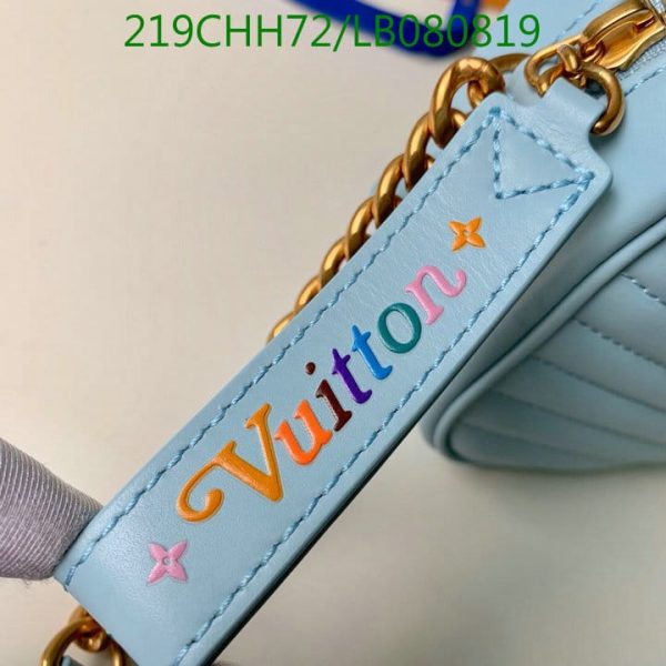 Louis Vuitton 1:1 Mirror Replica  Pale Blue Leather Wave Chain PM Bag  LB08081989756