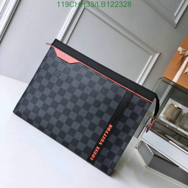 Louis Vuitton 1:1 Mirror Replica Pochette Voyage Damier Cobalt Race MM Blue Orange Tote Bag LB12232821654