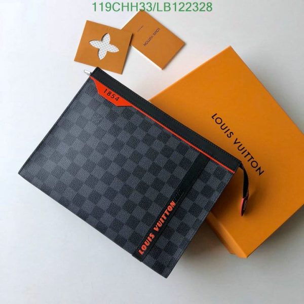 Louis Vuitton 1:1 Mirror Replica Pochette Voyage Damier Cobalt Race MM Blue Orange Tote Bag LB12232821654