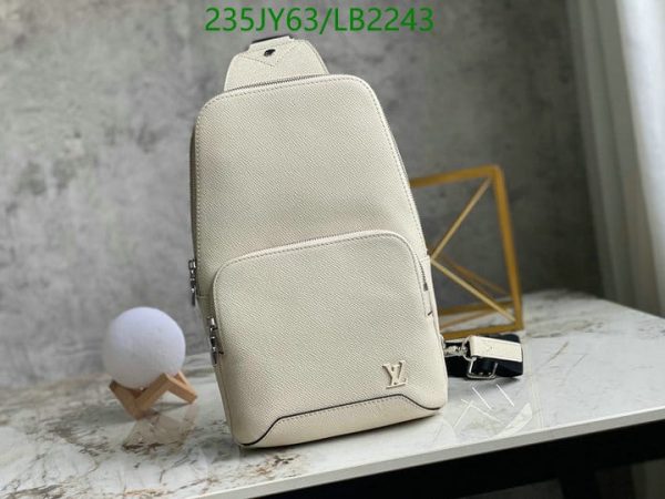 Louis Vuitton 1:1 Mirror Replica Taiga Avenue sling bag in beige and gris bubble gum color  LB22437654390