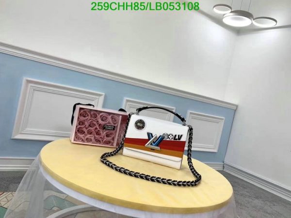 Louis Vuitton 1:1 Mirror Replica Twist Chain Wallet Multicolor Calfskin Leather Clutch LB05310878654