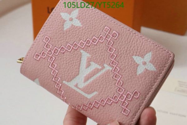 Louis Vuitton 1:1 Mirror Replica Unisex Zippy Pink Calfskin Leather Wallet YT52645319865