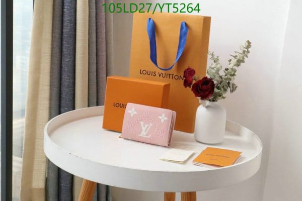 Louis Vuitton 1:1 Mirror Replica Unisex Zippy Pink Calfskin Leather Wallet YT52645319865