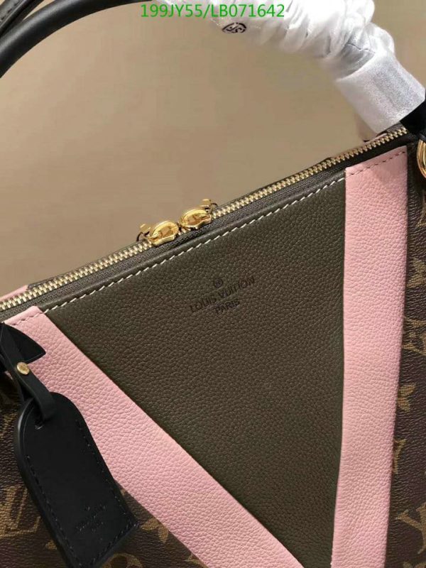 Louis Vuitton 1:1 Mirror Replica V And Khaki & Cream Canvas Leather Satchel  LB07164294123