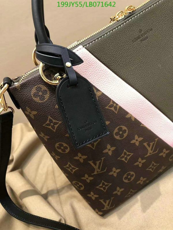 Louis Vuitton 1:1 Mirror Replica V And Khaki & Cream Canvas Leather Satchel  LB07164294123