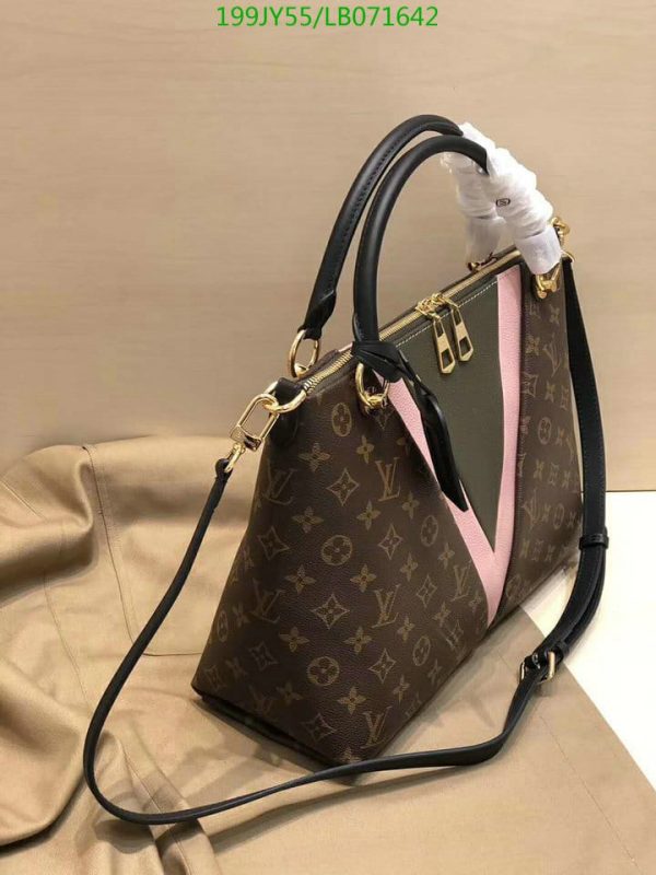 Louis Vuitton 1:1 Mirror Replica V And Khaki & Cream Canvas Leather Satchel  LB07164294123