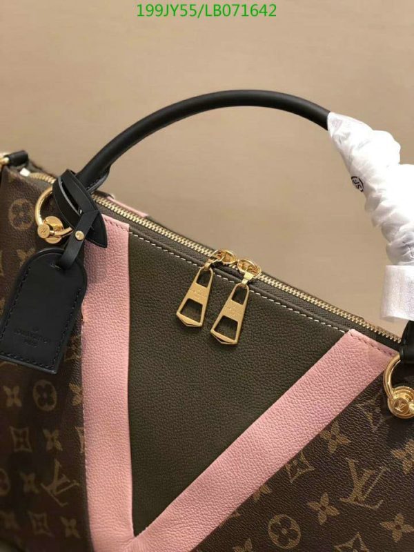 Louis Vuitton 1:1 Mirror Replica V And Khaki & Cream Canvas Leather Satchel  LB07164294123