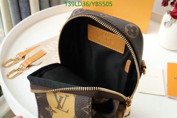 Louis Vuitton 1:1 Mirror Replica Virgil Abloh x NIGO Brown Monogram Striped Coated Canvas Flat Double Phone Pouch Gold Hardware YB55059312567