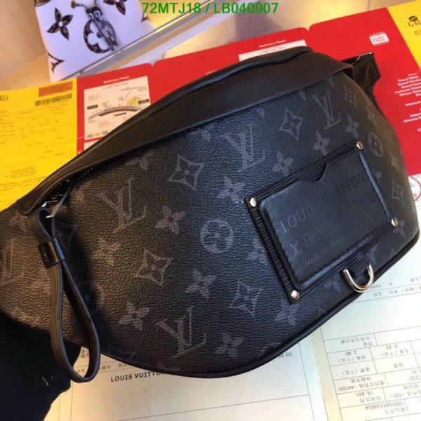 Louis Vuitton AAA+ Replica Black Canvas Fanny Pack Belt Bag LB04090753478