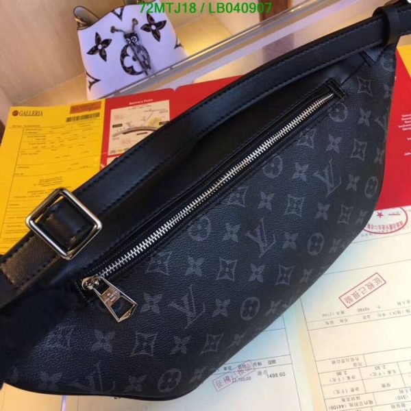 Louis Vuitton AAA+ Replica Black Canvas Fanny Pack Belt Bag LB04090753478