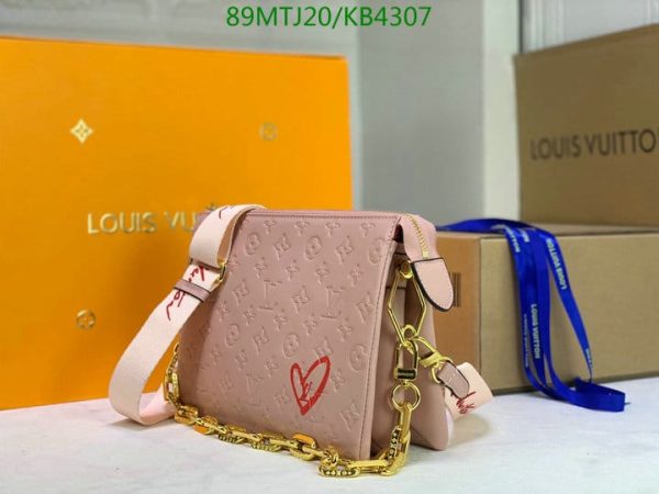 Louis Vuitton AAA+ Replica Coussin Pm Fall In Love Rose Pink Lambskin Leather Cross Body Bag KB43076538654