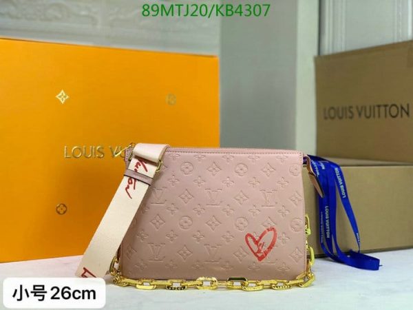 Louis Vuitton AAA+ Replica Coussin Pm Fall In Love Rose Pink Lambskin Leather Cross Body Bag KB43076538654