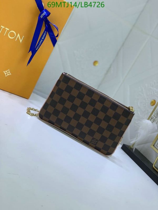 Louis Vuitton AAA+ Replica Damier Ebene Canvas Double Zip Pochette Bag LB47265701395