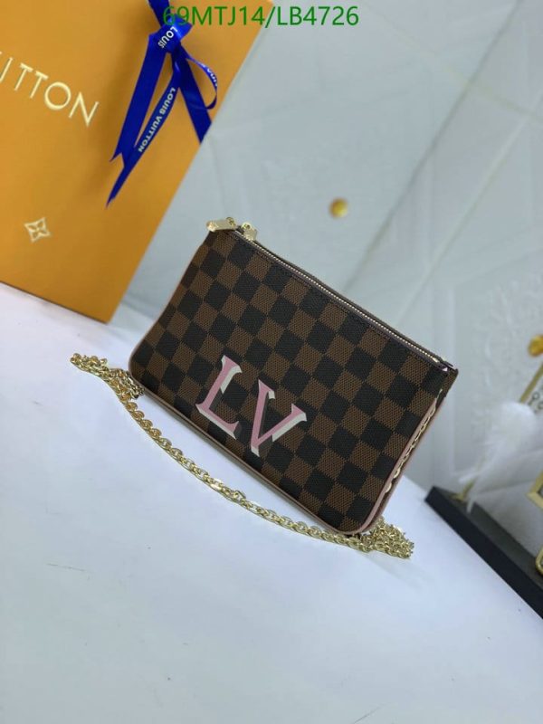 Louis Vuitton AAA+ Replica Damier Ebene Canvas Double Zip Pochette Bag LB47265701395