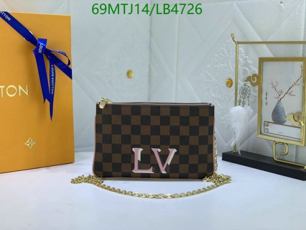 Louis Vuitton AAA+ Replica Damier Ebene Canvas Double Zip Pochette Bag LB47265701395