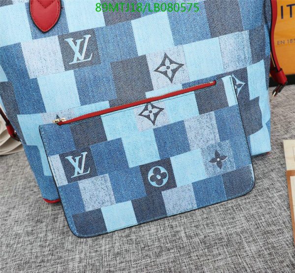 Louis Vuitton AAA+ Replica Denim Patchwork Neverfull Pochette Wristlet Bag  LB08057586345