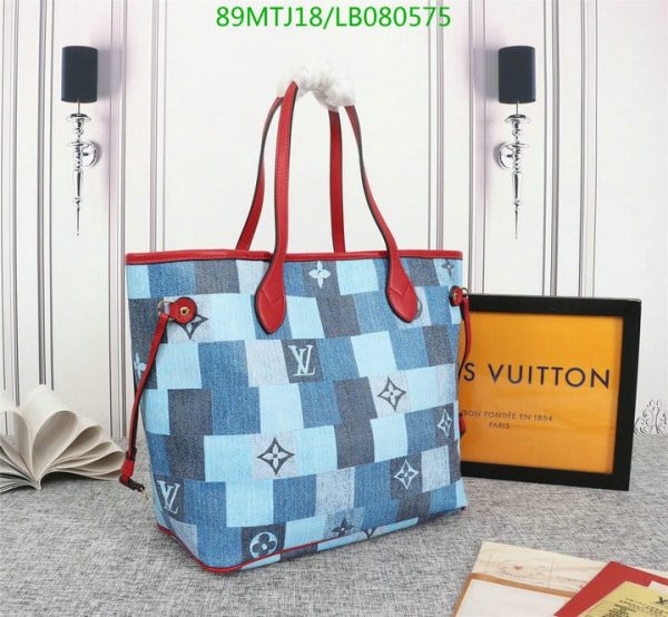 Louis Vuitton AAA+ Replica Denim Patchwork Neverfull Pochette Wristlet Bag  LB08057586345