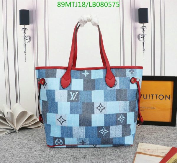 Louis Vuitton AAA+ Replica Denim Patchwork Neverfull Pochette Wristlet Bag  LB08057586345