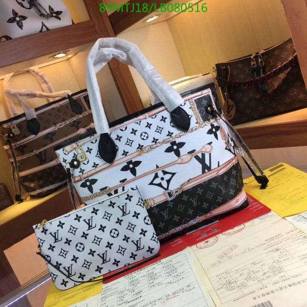 Louis Vuitton AAA+ Replica Giant Jungle Neverfull Ivoire with Pouch LB0805166432