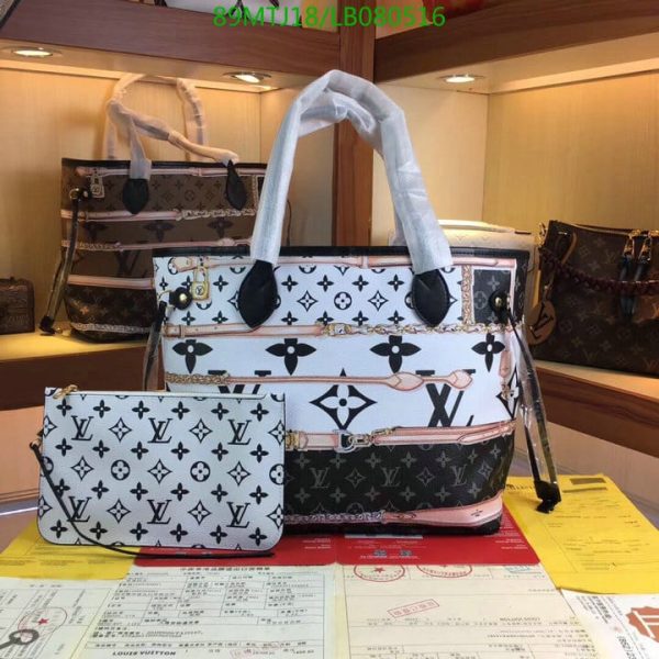 Louis Vuitton AAA+ Replica Giant Jungle Neverfull Ivoire with Pouch LB0805166432